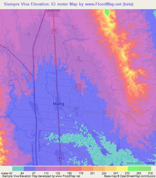 Siempre Viva,Philippines Elevation Map