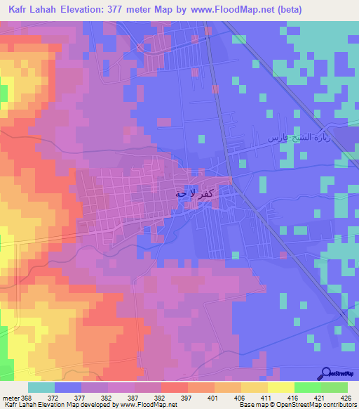 Kafr Lahah,Syria Elevation Map