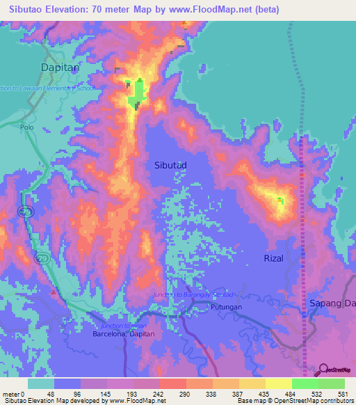 Sibutao,Philippines Elevation Map