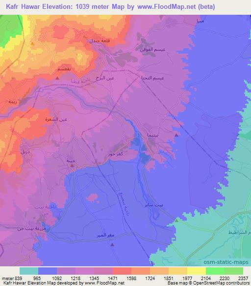 Kafr Hawar,Syria Elevation Map