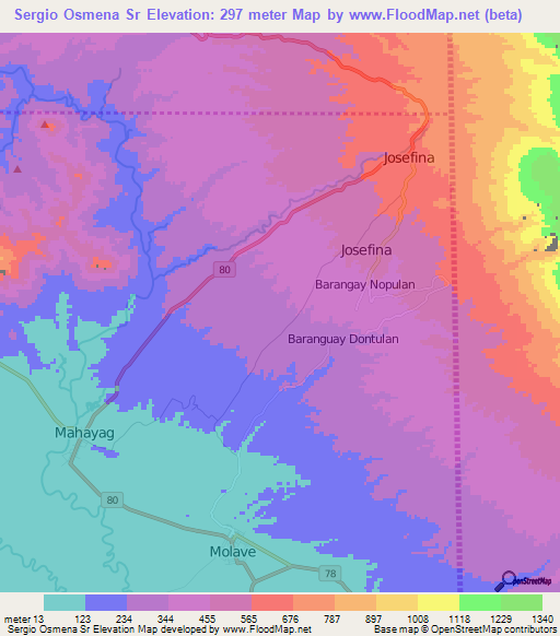 Sergio Osmena Sr,Philippines Elevation Map