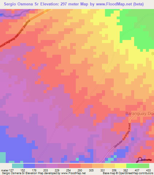 Sergio Osmena Sr,Philippines Elevation Map
