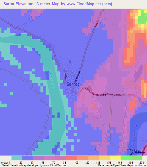 Sarrat,Philippines Elevation Map