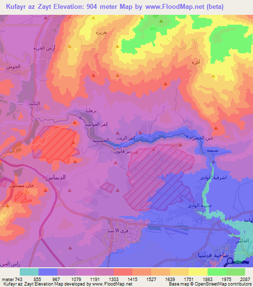 Kufayr az Zayt,Syria Elevation Map