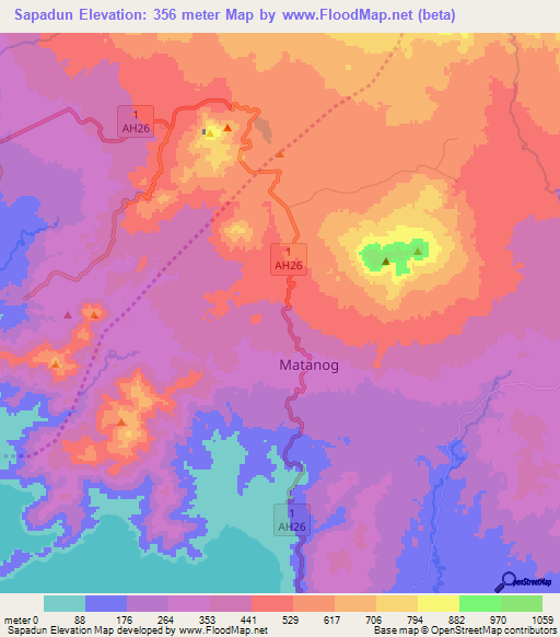 Sapadun,Philippines Elevation Map