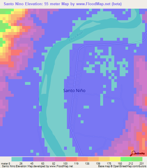 Santo Nino,Philippines Elevation Map