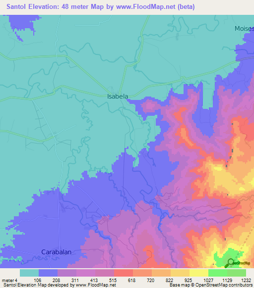 Santol,Philippines Elevation Map