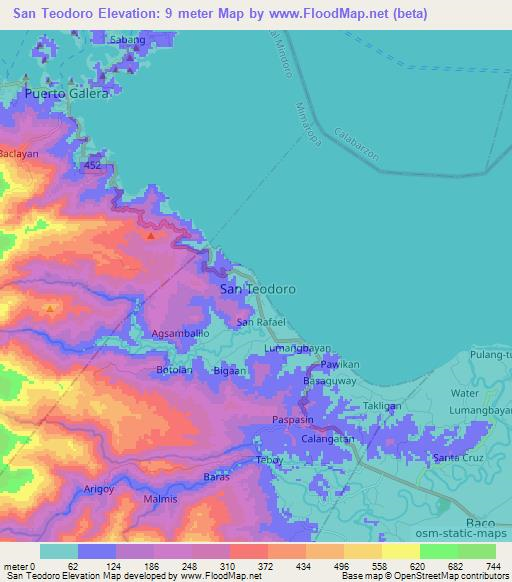 San Teodoro,Philippines Elevation Map