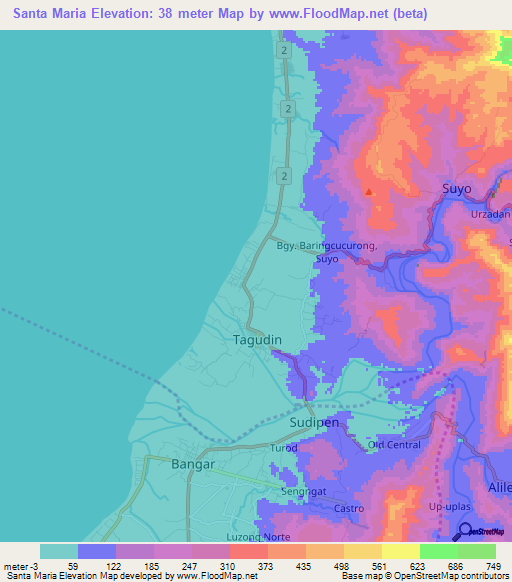 Santa Maria,Philippines Elevation Map