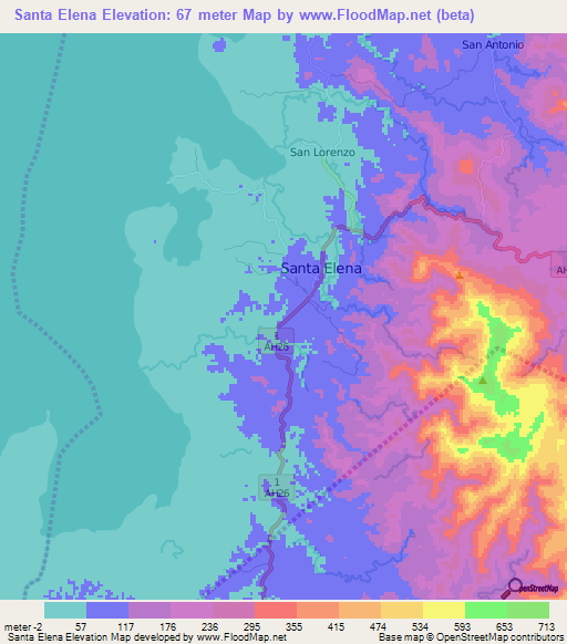 Santa Elena,Philippines Elevation Map