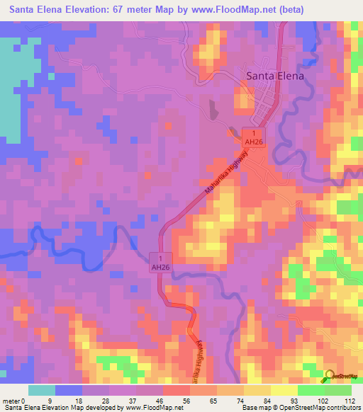 Santa Elena,Philippines Elevation Map