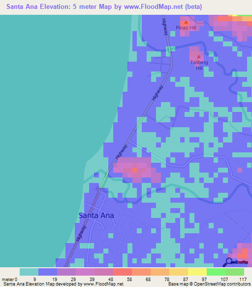 Santa Ana,Philippines Elevation Map