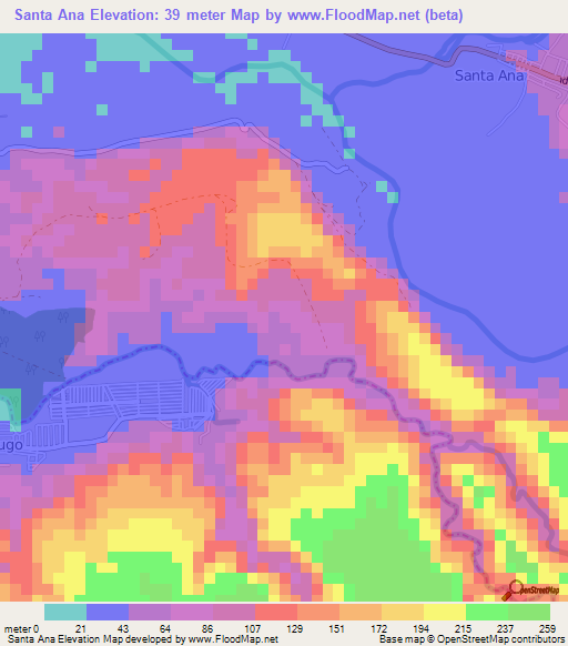 Santa Ana,Philippines Elevation Map