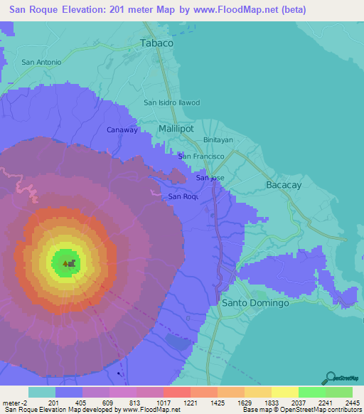 San Roque,Philippines Elevation Map
