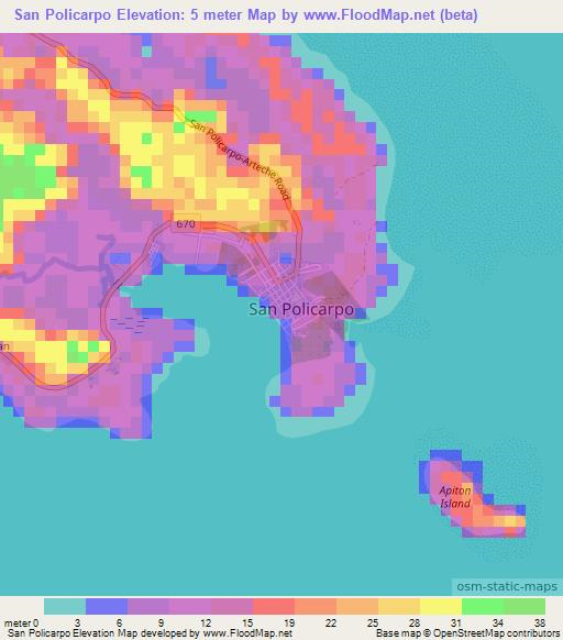 San Policarpo,Philippines Elevation Map