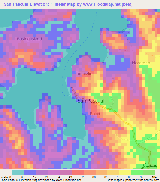San Pascual,Philippines Elevation Map