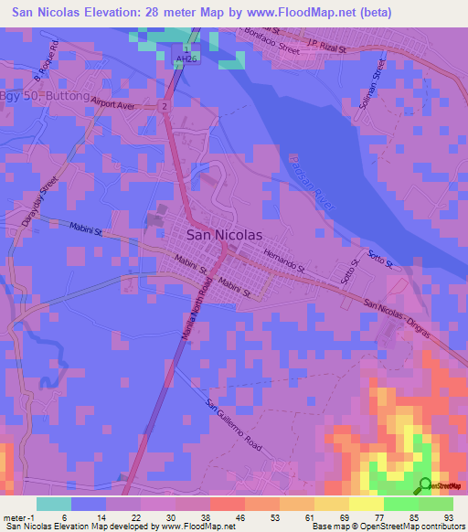 San Nicolas,Philippines Elevation Map