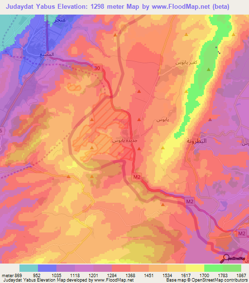 Judaydat Yabus,Syria Elevation Map