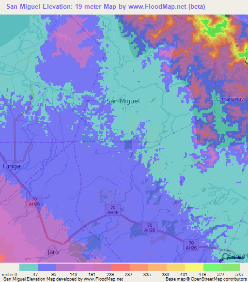 San Miguel,Philippines Elevation Map