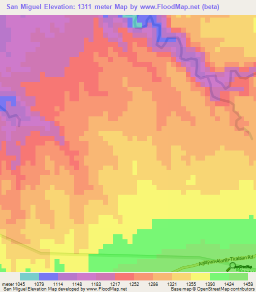San Miguel,Philippines Elevation Map