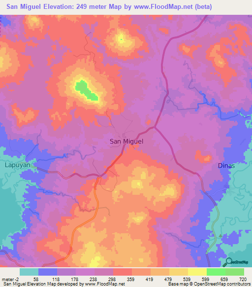 San Miguel,Philippines Elevation Map