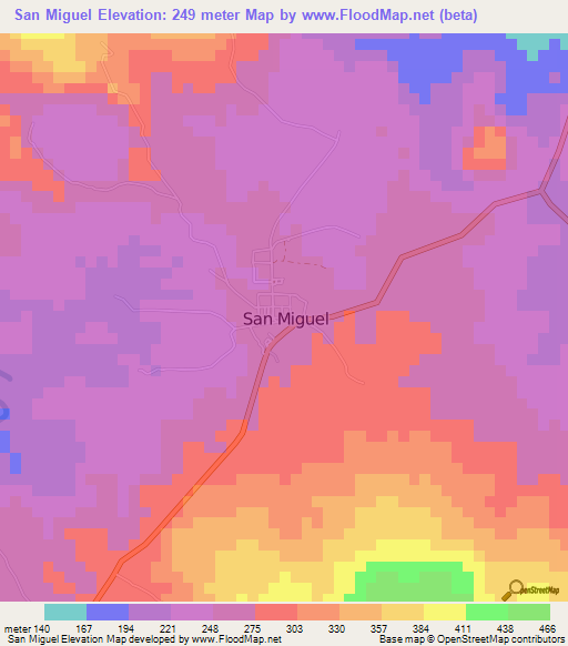 San Miguel,Philippines Elevation Map