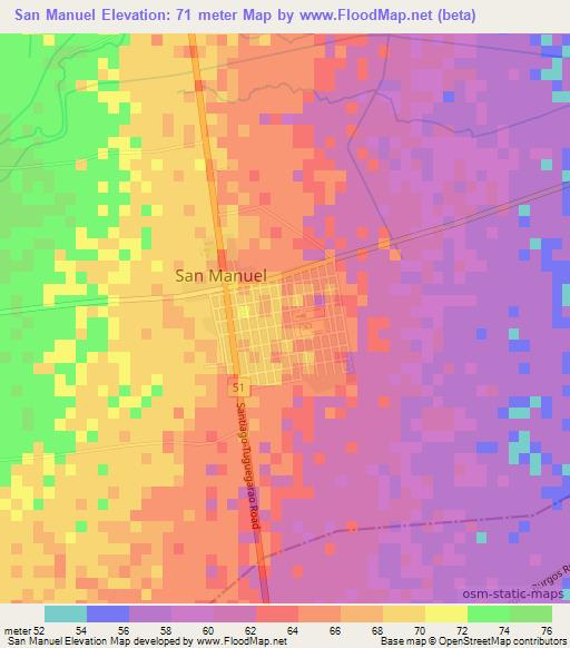 San Manuel,Philippines Elevation Map