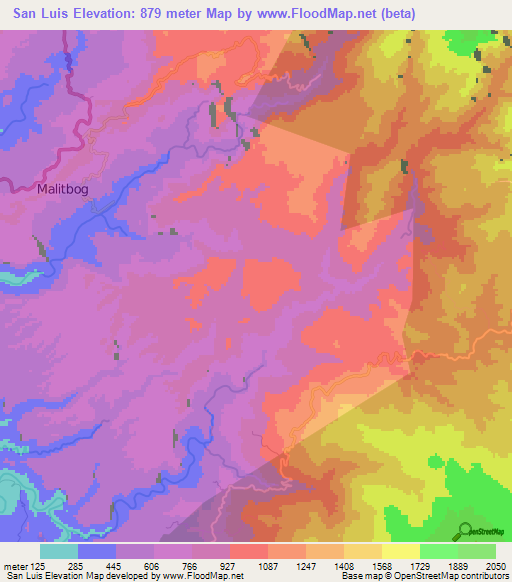 San Luis,Philippines Elevation Map