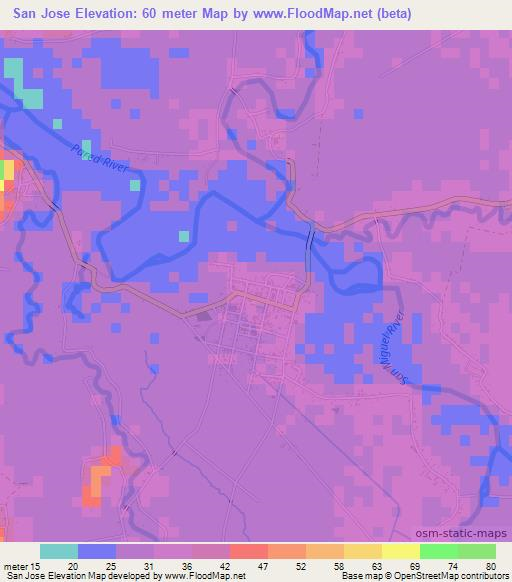 San Jose,Philippines Elevation Map