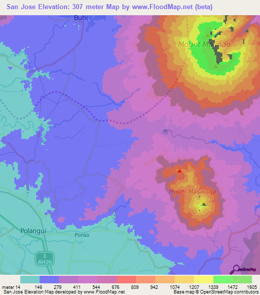 San Jose,Philippines Elevation Map