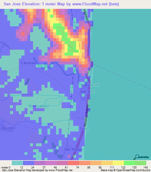 San Jose,Philippines Elevation Map