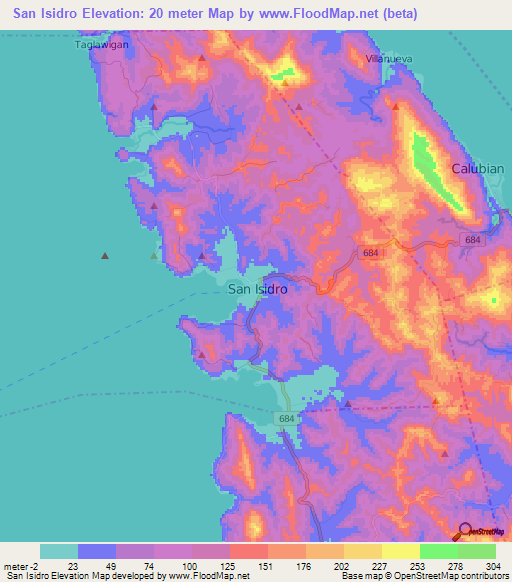 San Isidro,Philippines Elevation Map