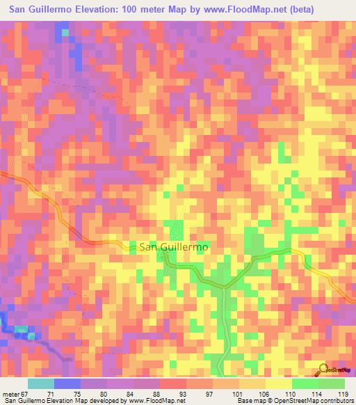 San Guillermo,Philippines Elevation Map