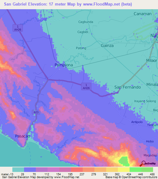 San Gabriel,Philippines Elevation Map