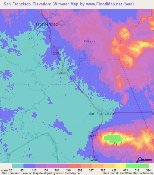 San Francisco,Philippines Elevation Map