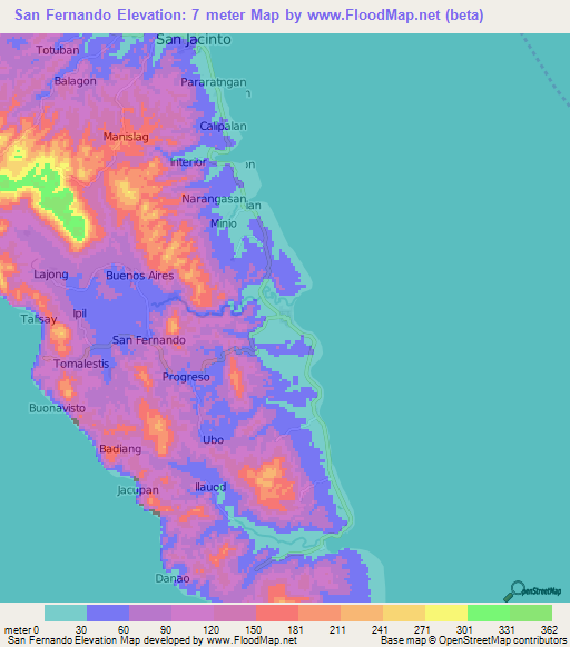 San Fernando,Philippines Elevation Map