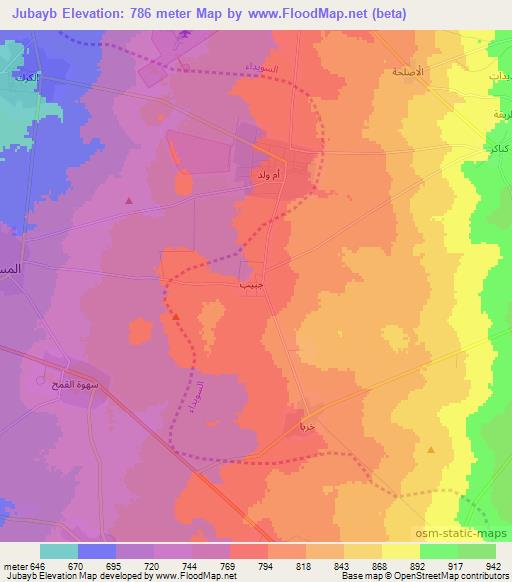 Jubayb,Syria Elevation Map