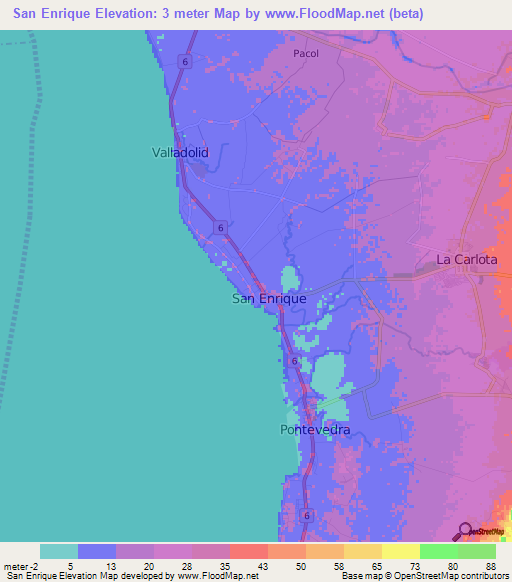 San Enrique,Philippines Elevation Map