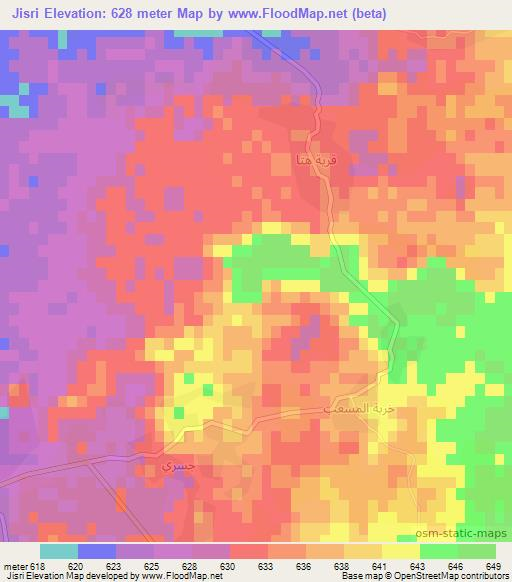 Jisri,Syria Elevation Map