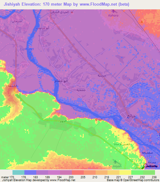 Jishiyah,Syria Elevation Map