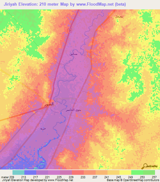 Jiriyah,Syria Elevation Map