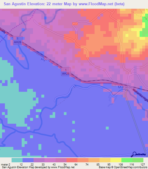 San Agustin,Philippines Elevation Map