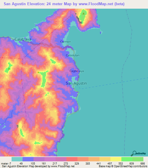 San Agustin,Philippines Elevation Map