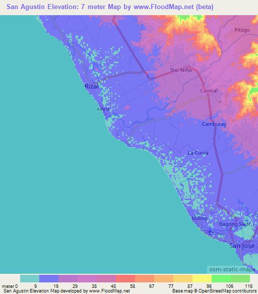 San Agustin,Philippines Elevation Map