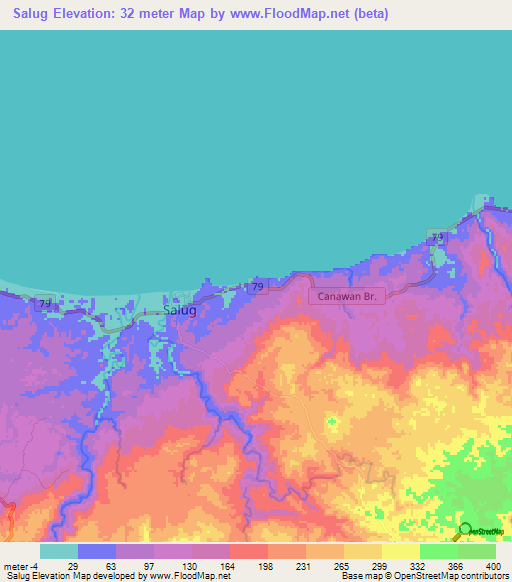 Salug,Philippines Elevation Map