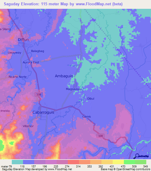 Saguday,Philippines Elevation Map