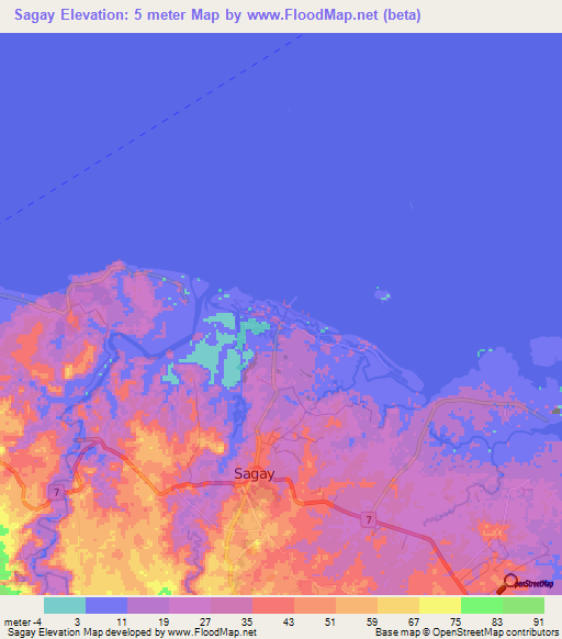 Sagay,Philippines Elevation Map