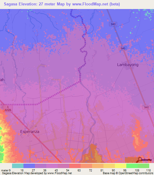 Sagasa,Philippines Elevation Map