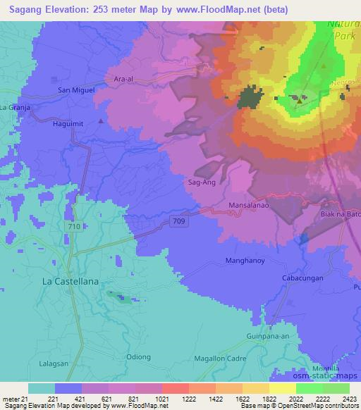 Sagang,Philippines Elevation Map