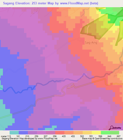 Sagang,Philippines Elevation Map